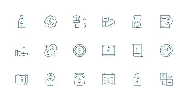 18 Minimal Line Icons for Usd Graphics Layout Icon Collection vector