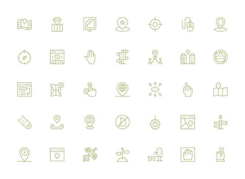 35 Light Line Style Icons from Navigation Collection Clean Icon Collection for Web Use vector