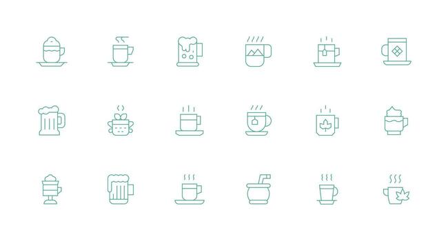 Mug featuring 18 Icons in Minimal Line Design Flexible Icon System for Web Interfaces vector
