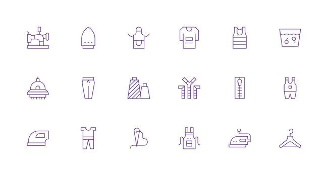 Garment Icon Set with 18 Minimal Line Graphics Smart Icon Collection vector