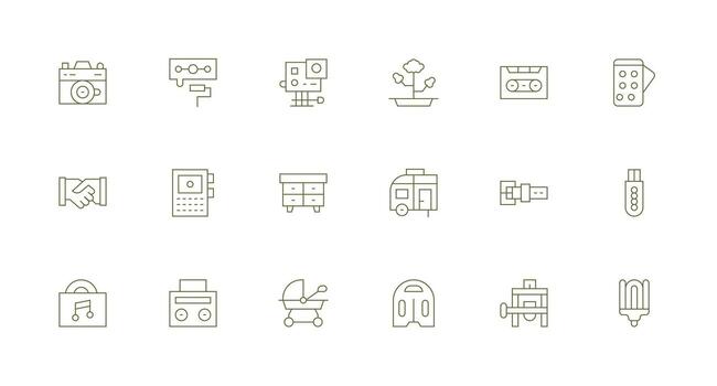 Minimal Line Style Compact Icons with 18 Vectors Clean Icon Collection for Web Use