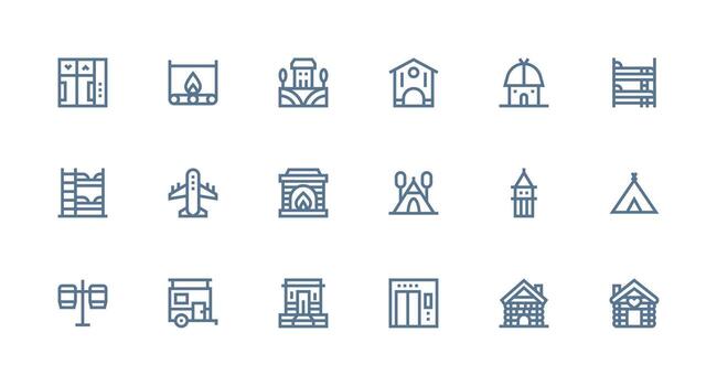 Cabin Design Icons featuring 18 in Strong Stroke Line Style High-Resolution Icons for Any Platform vector