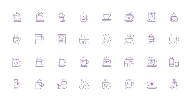 Thin Line Icons from Tea Set with 32 Vectors Essential Icon Set for Teams