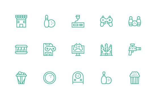15 Regular Line Style Icons from Arcade Collection Customizable Icon Series for Mobile Screens vector