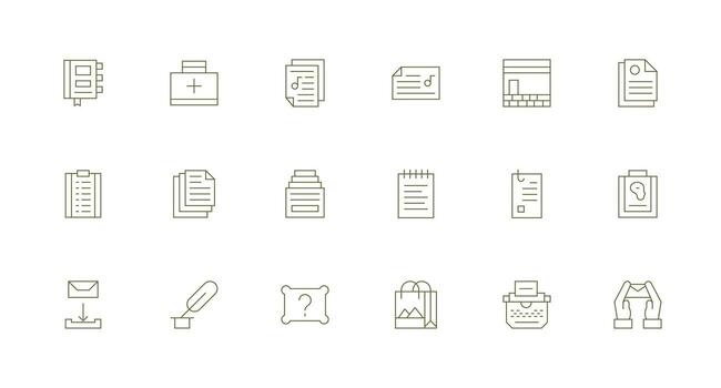 File Design Icons featuring 18 in Minimal Line Style Simple Icons for Interface and Wireframes vector