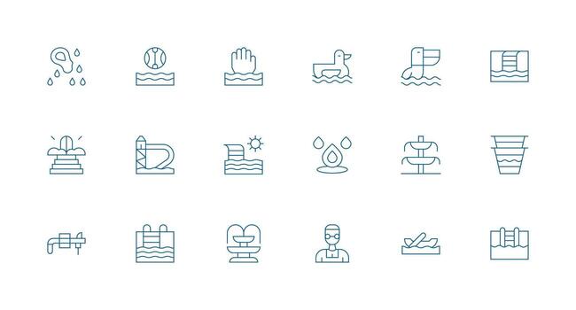 Splash Design Icons featuring 18 in Minimal Line Style Web and App Icon Pack Collection vector