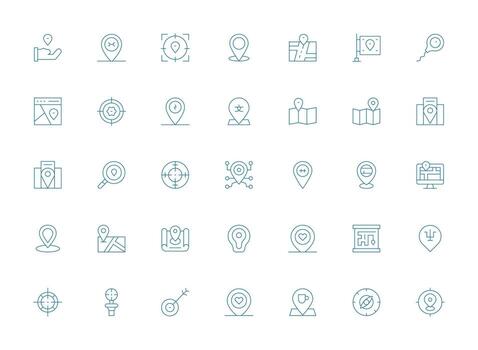 Pinpoint Icon Set with 35 Light Line Graphics Icons Built for Visual Consistency Pack vector