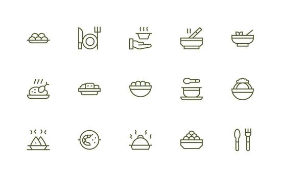 15 Icons for Plate in Regular Line Format Glyph Icon Series vector