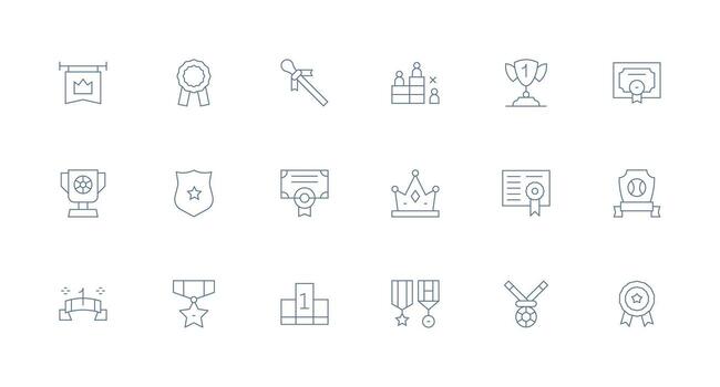 18 Minimal Line Vectors for Award Theme Balanced Icon Set for Functional Design
