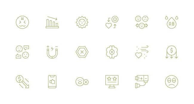 Minimal Line Style Negative Icons with 18 Vectors Balanced Icon Set for Functional Design