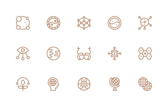 15 Regular Line Designs for Interconnectedness Icons Clean Icon Collection for Web Use vector