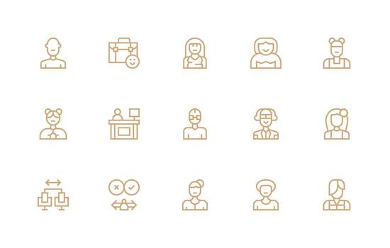 Client Design Icons featuring 15 in Regular Line Style Style Icon Set vector