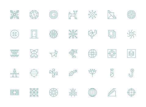 Geometric featuring 35 Icons in Light Line Design Simplified Icon Pack for Visual Tools vector