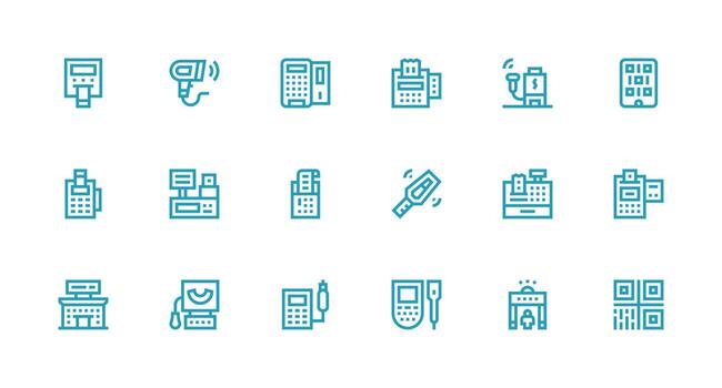 18 Strong Stroke Line Style Icons from Scanner Collection Dashboard Icon Series vector