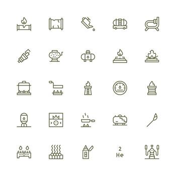 25 Icons for Gas in Medium Stroke Outline Format Multi-Purpose Icon Pack for Templates vector
