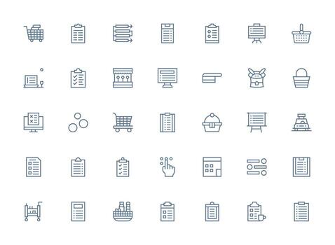 Regular Clean Line Icons from Items Set with 35 Vectors Scalable Icons for All Themes