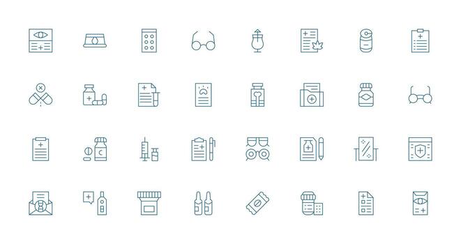 Thin Line Icons from Prescription Set with 32 Vectors Editable Icon Collection