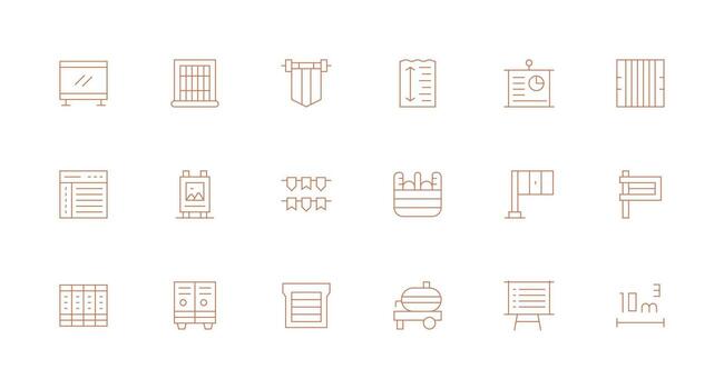 Minimal Line Icons from Horizontal Set with 18 Vectors Icon Collection Set