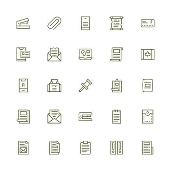 clip de papel incluso 25 medio carrera contorno ilustraciones rápido acceso íconos para ui desarrollo vector