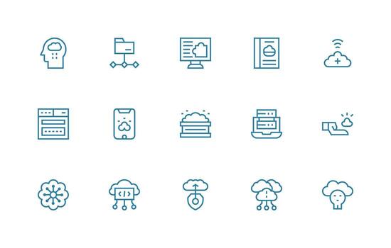 Cloud Computing Set with 15 Regular Line Icons Pixel Perfect Icon Set vector