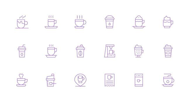 18 Minimal Line Icons for Cappuccino Graphics Multi-Purpose Icon Set vector