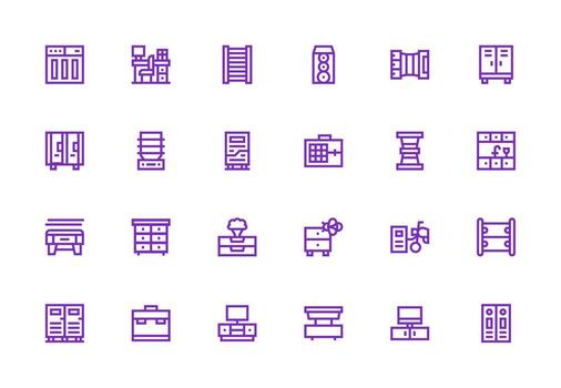 grueso línea línea estilo gabinete íconos con 24 vectores escalable íconos para todas temas
