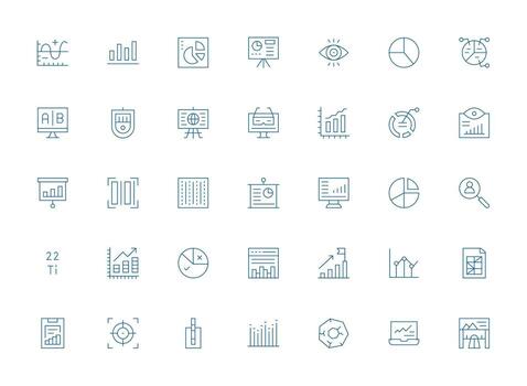 Light Line Style Data Visualization Icons with 35 Vectors Scalable Icon Pack