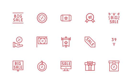 Special Offer Icon Set with 15 Regular Line Graphics UI and UX Focused Icon Collection vector