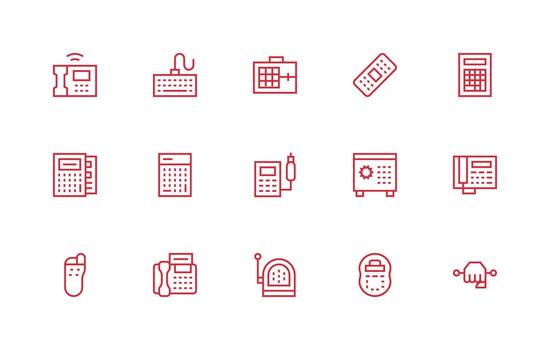 Keypad Visual Pack containing 15 Regular Line Icons Style Icon Set vector