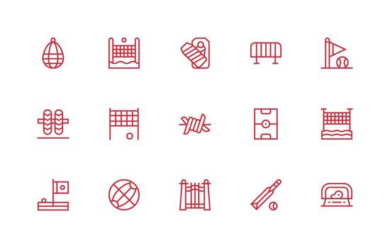 Regular Line Icons from Boundary Set with 15 Vectors Web Icon Collection