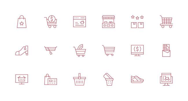 18 Icons for Buy in Minimal Line Format Icon Pack for UI vector