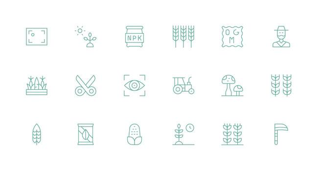 Crop including 18 Minimal Line Illustrations Clear and Concise Icon Set Collection vector