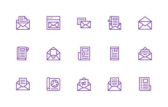 15 Regular Line Vectors for Newsletter Theme UI-Ready Icon Collection