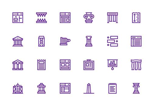 Thick Line Line Style Column Icons with 24 Vectors Style Icon Set