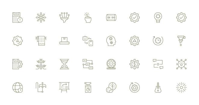 32 Icons for Process in Thin Line Format Well-Structured Icons for Creative Use vector