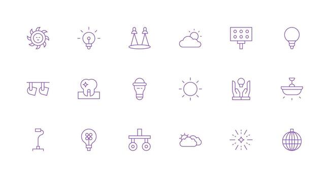 Bright including 18 Minimal Line Illustrations Clean Icon Collection for Web Use vector