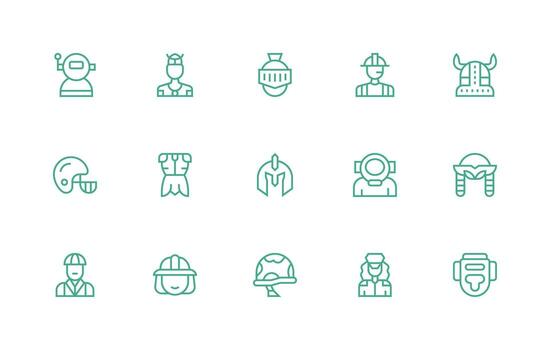 15 Icons for Helmet in Regular Line Format App Icon Pack vector