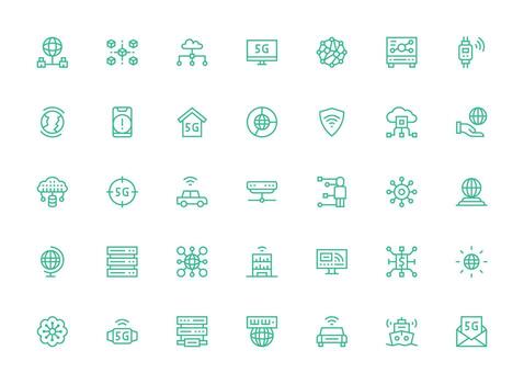 conectividad icono conjunto con 35 regular limpiar línea gráficos escalable icono paquete vector