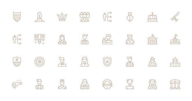 Authority Visual Pack containing 32 Thin Line Icons Clean Icon Set Icon Pack for UI Projects vector