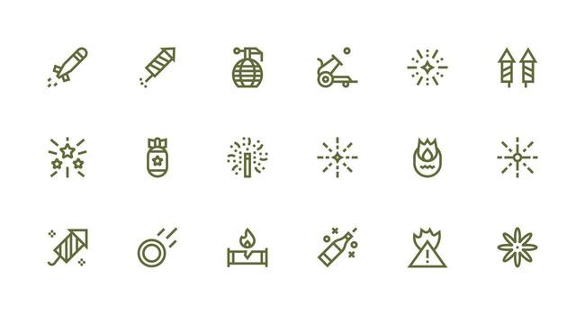18 Strong Stroke Line Vectors for Explosion Theme Well-Structured Icons for Creative Use