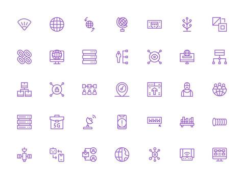 35 Regular Clean Line Designs for Network Icons Interface Icon Collection for Daily Projects vector