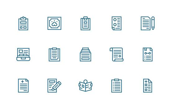 Paperwork Visual Pack containing 15 Regular Line Icons Icon Set for Web vector