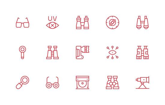 15 Icons for Optical in Regular Line Format Design Ready Icon Set for Teams vector