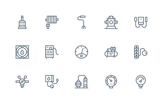 15 Icons for Pressure in Regular Line Format Interface Icons for Daily Use vector