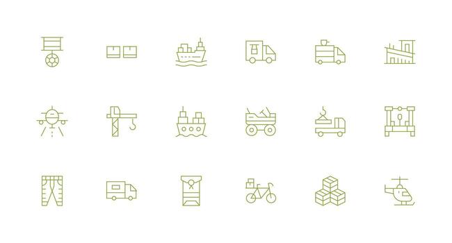 Cargo Set with 18 Minimal Line Icons Icons Built for Visual Consistency Pack vector