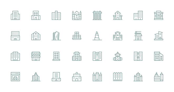 Multistory featuring 32 Icons in Thin Line Design Icon Pack vector