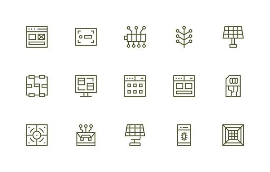 Module Icon Set with 15 Regular Line Graphics General Use Icon Pack vector