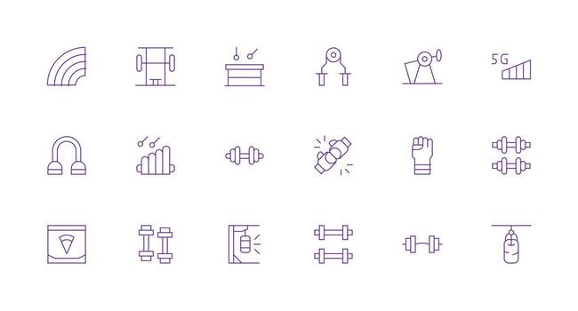 Minimal Line Style Strength Icons with 18 Vectors Flat Icon Set
