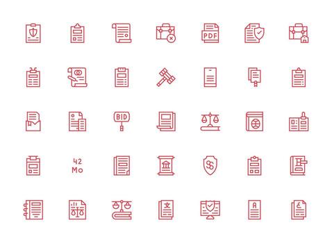 contrato incluso 35 regular limpiar línea ilustraciones ui icono conjunto vector