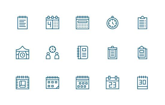 15 Agenda Icons in Regular Line Aesthetic Flexible Icon System for Web Interfaces vector